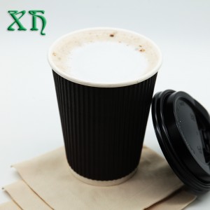 Биоразлагаемый бумажный стаканчик с пульсацией на 12 унций для оптовых кофейных чашек горячего кофе