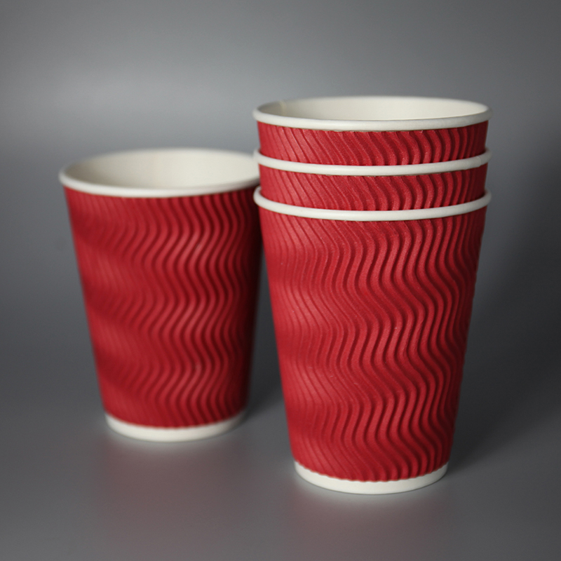 8 унций 12 унций 16 унций индивидуальный дизайн бумаги стаканчиков одноразовой печатной бумаги двойная стена рябь кофейных чашек